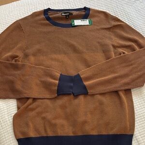 Men's Crewneck Sweater in Brown and Navy